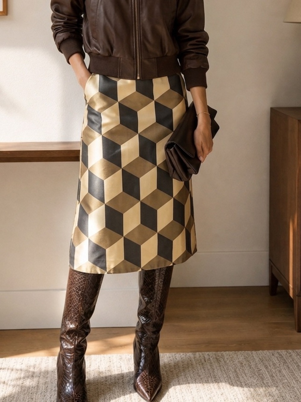 Cynthia Rowley Runway Collection Silk Midi Skirt